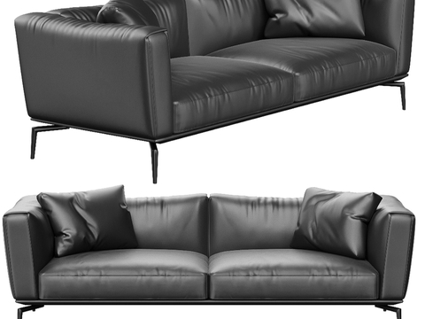 Leather sofa double sofa