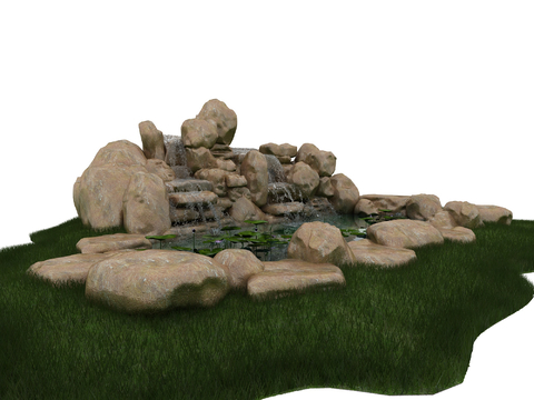 New Chinese-style rockery set stone flowing water lotus pond