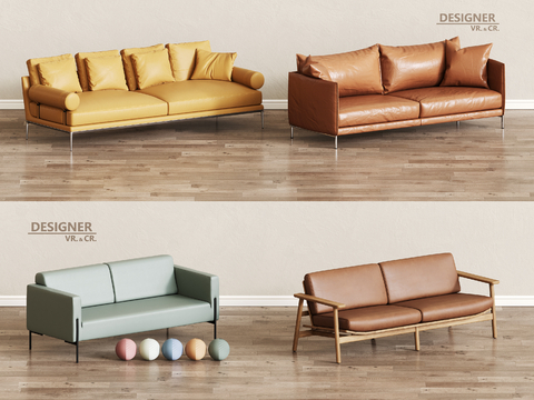 Leather sofa double sofa