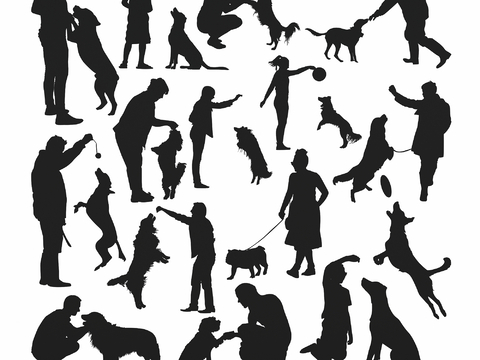 Dog Walking Silhouette Dog Training Element Wall Decorations