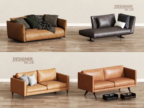 Leather sofa double sofa