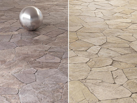 Seamless PBR culture stone pavement culture brick rock floor