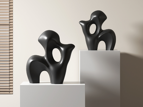 Modern abstract ornaments dark sculpture