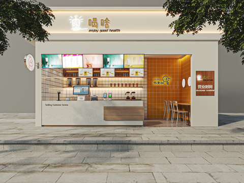 Milk tea shop door catering facade