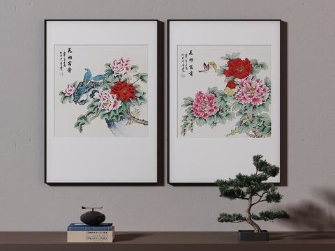 Neo-Chinese Style Decorative Painting Peony Hanging Painting