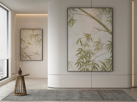 Neo-Chinese Style Bamboo Leaf Painting Decorative Painting