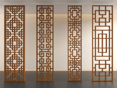 Chinese-style lattice partition hollow partition wooden screen