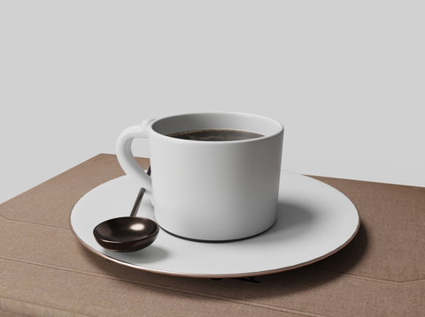 White porcelain coffee cup coffee plate