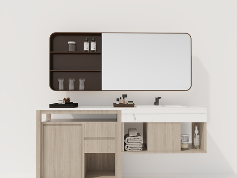 Modern Bathroom Cabinet Washstand Mirror Cabinet