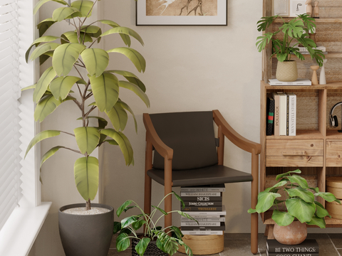 Wabi-sabi Style Chair Lounge Chair Potted Plant