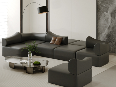 Modern Multiplayer Sofa Leather Sofa Modular Sectional Sofa