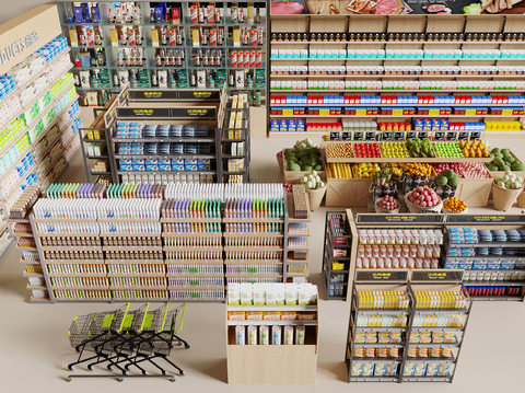 modern supermarket shelves