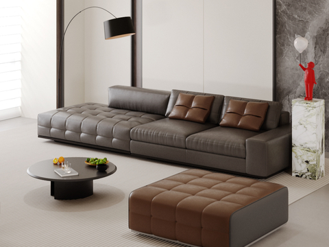 Modern Multiplayer Sofa Leather Sofa Modular Sectional Sofa