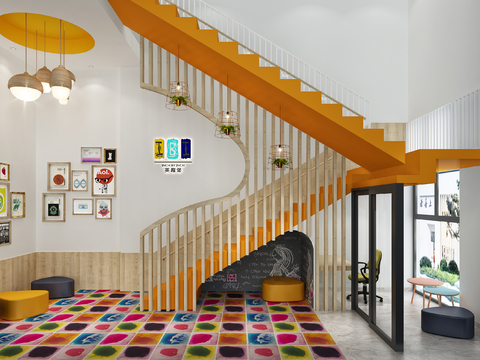 Modern children's entertainment area stairwell