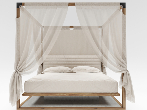 Silent double bed gauze curtain bed