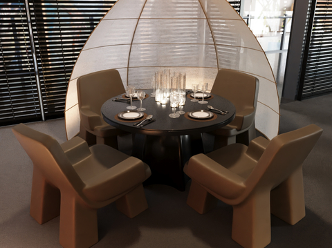 Italian Round Dining Table and Chair