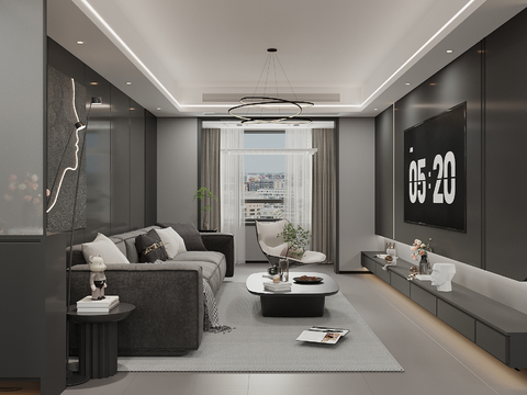 High gray living room