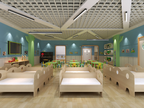 Modern Kindergarten Classroom Lunch Break Room