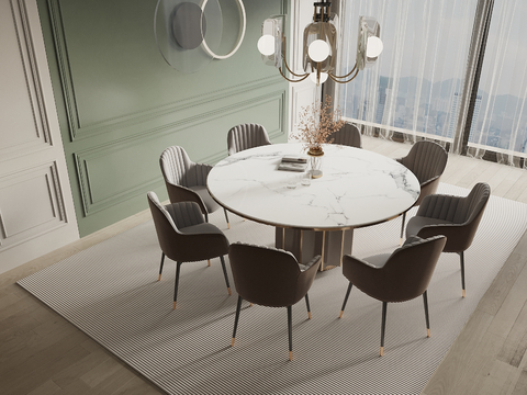 French Dining Table and Chair Round Table