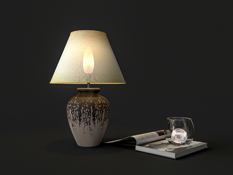 Modern pottery lampshade table lamp