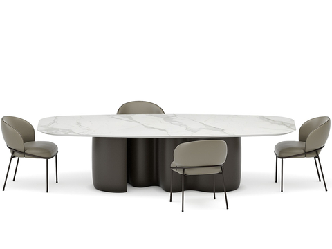 Italian Minimalist Dining Table and Chair