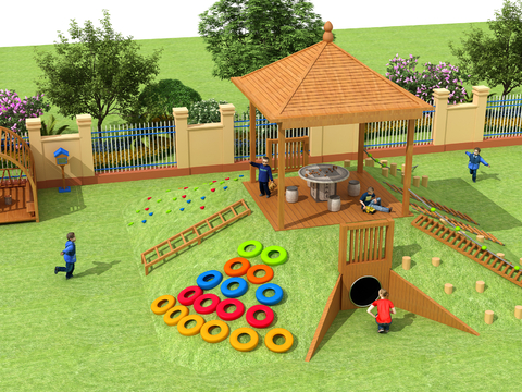 Children's play slope climbing leisure pavilion drilling hole leisure cabin