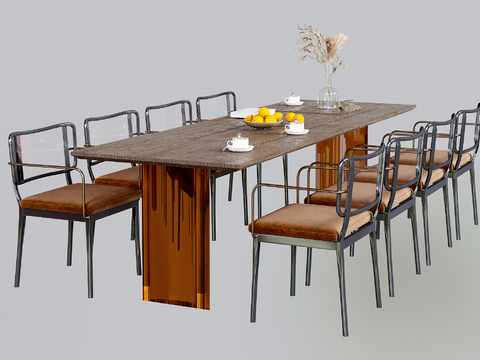 Modern Dining Table and Chair Rectangular Dining Table Eight-person Dining Table