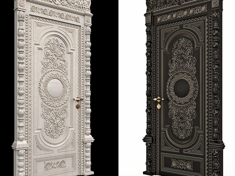 European Style Retro Carved Door Gypsum Door Entry Door Single Door