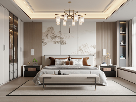 New Chinese-style master bedroom