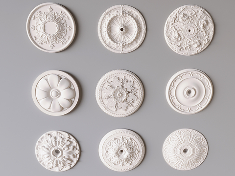 French Gypsum Carved Lamp Plate Round Gypsum Ceiling Base