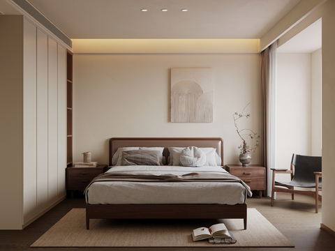 Middle-style master bedroom without main lamp