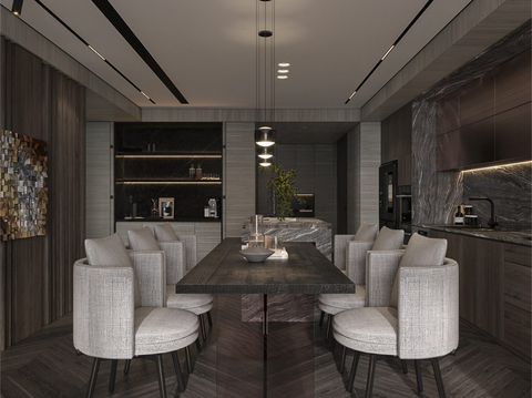 Italian Affordable Luxury Style DiningRoom Open Kitchen