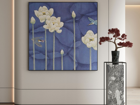 New Chinese Decorative Painting White Lotus Hanging Painting