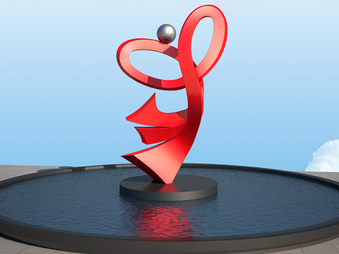 Red love ribbon sculpture