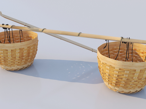 Chinese Style Sketch Pole Basket