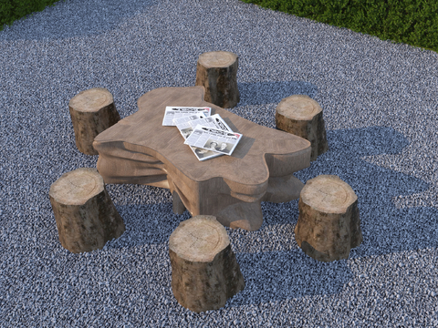 New Chinese Ecological Wooden Tables and Chairs Outdoor Tables and Chairs