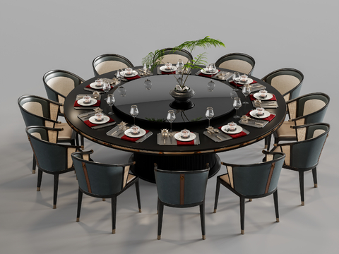 New Chinese Dining Table and Chair Round Dining Table