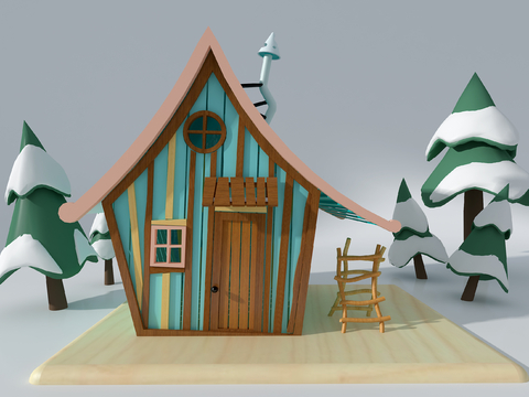 Cartoon Art Display Wooden House Meichen