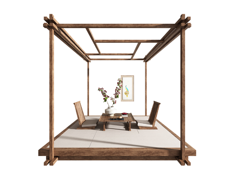 Neo-Chinese Style solid wood frame pavilion