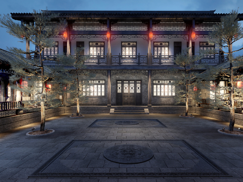 Chinese ancestral temple ancient architecture courtyard