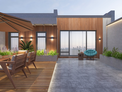 Modern Roof Garden Courtyard View