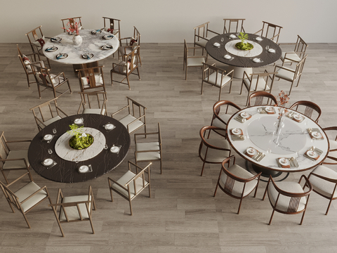 New Chinese-style Box Dining Table and Chair Round Dining Table