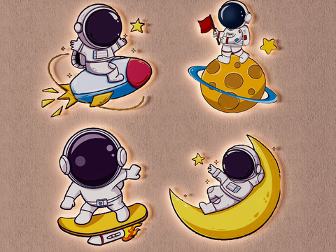 Astronaut decorative painting cartoon hanging painting