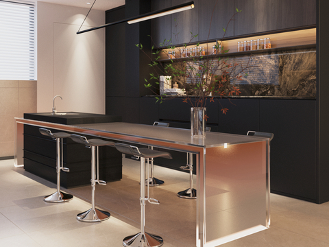 Modern Bar Island Dining Table and Chair