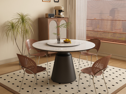 Mid-century Style Dining Table and Chair Round Table