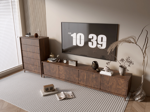 Log Style TV Cabinet Bucket Cabinet