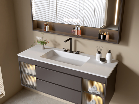 Modern Bathroom Cabinet Bathroom Counter Basin Bathroom Decoration Mirror Cabinet Sink