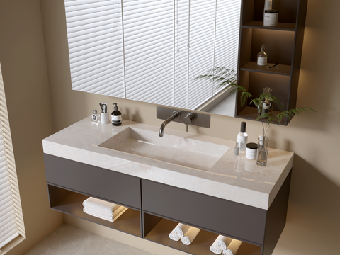 Modern Bathroom Cabinet Bathroom Counter Basin Bathroom Decoration Mirror Cabinet Sink