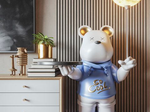 Cream Style Bear Sculpture