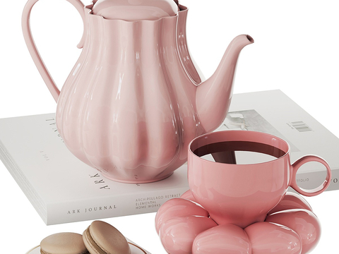 Modern Pink Tea Set Coffee Cup Macarons